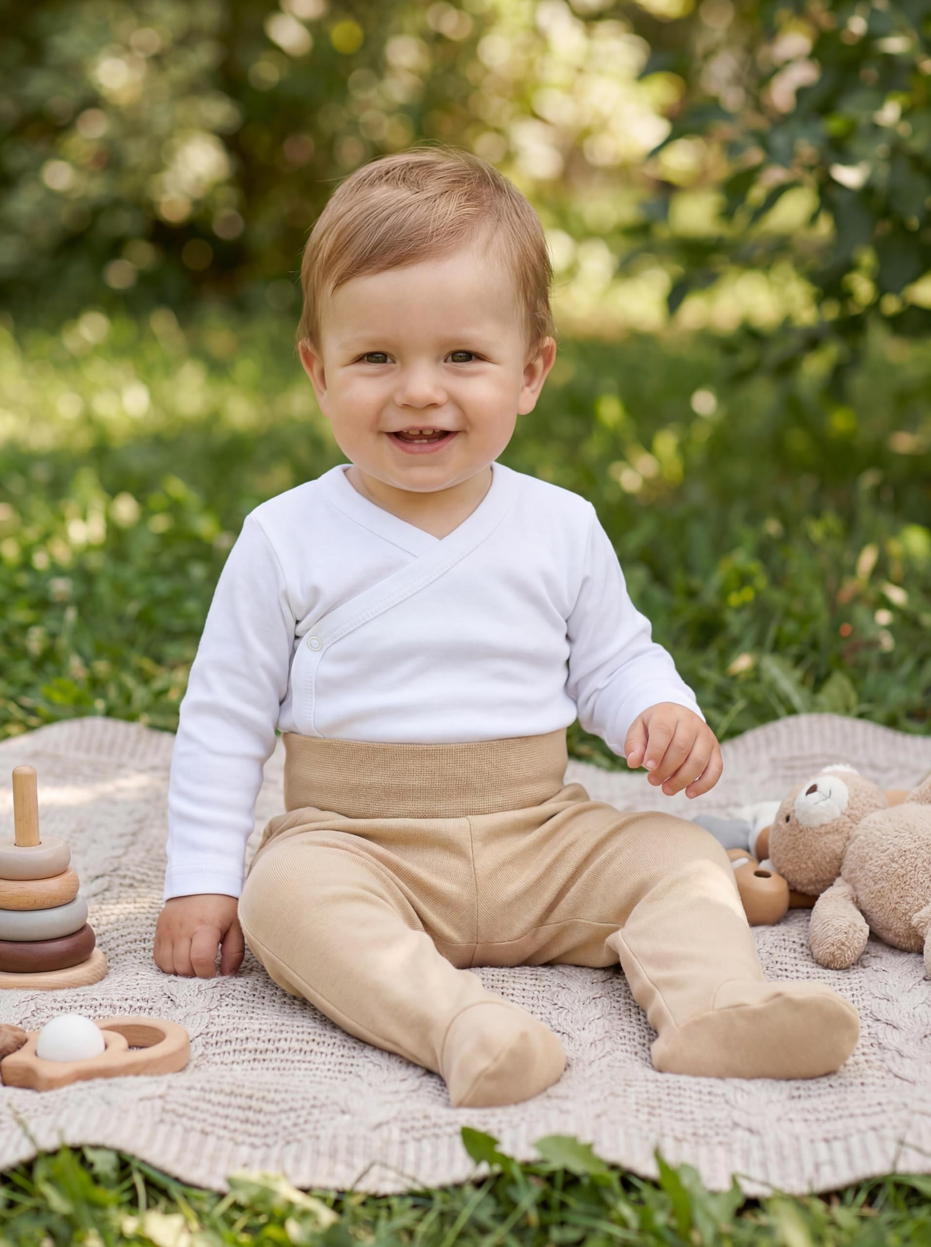 TupTam Pumphose Baby Boys ze stopką, 3-pak – miękkie spodnie niemowlęce z bawełny z wygodnym ściągaczem