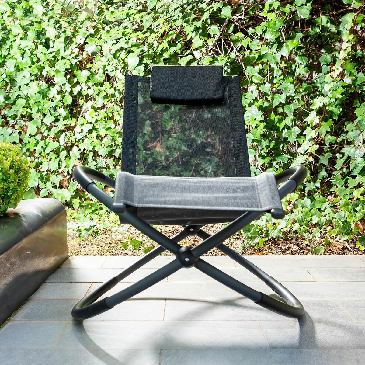 InnovaGoods® Mecedora Plegable con cojín extraíble, Tumbona de jardín, Tumbona Relax con Soporte para Bebidas. Tumbona portátil Ideal para Jardín