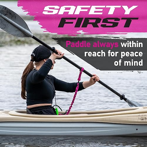 Miniatura 2 de Gradient Fitness 2 Pack Kayak Paddle Leash, 5-8 Feet Stretchable Paddle Strap with Carabiner Secure Leash Lanyard Rope for SUP Kayak Canoe Paddle