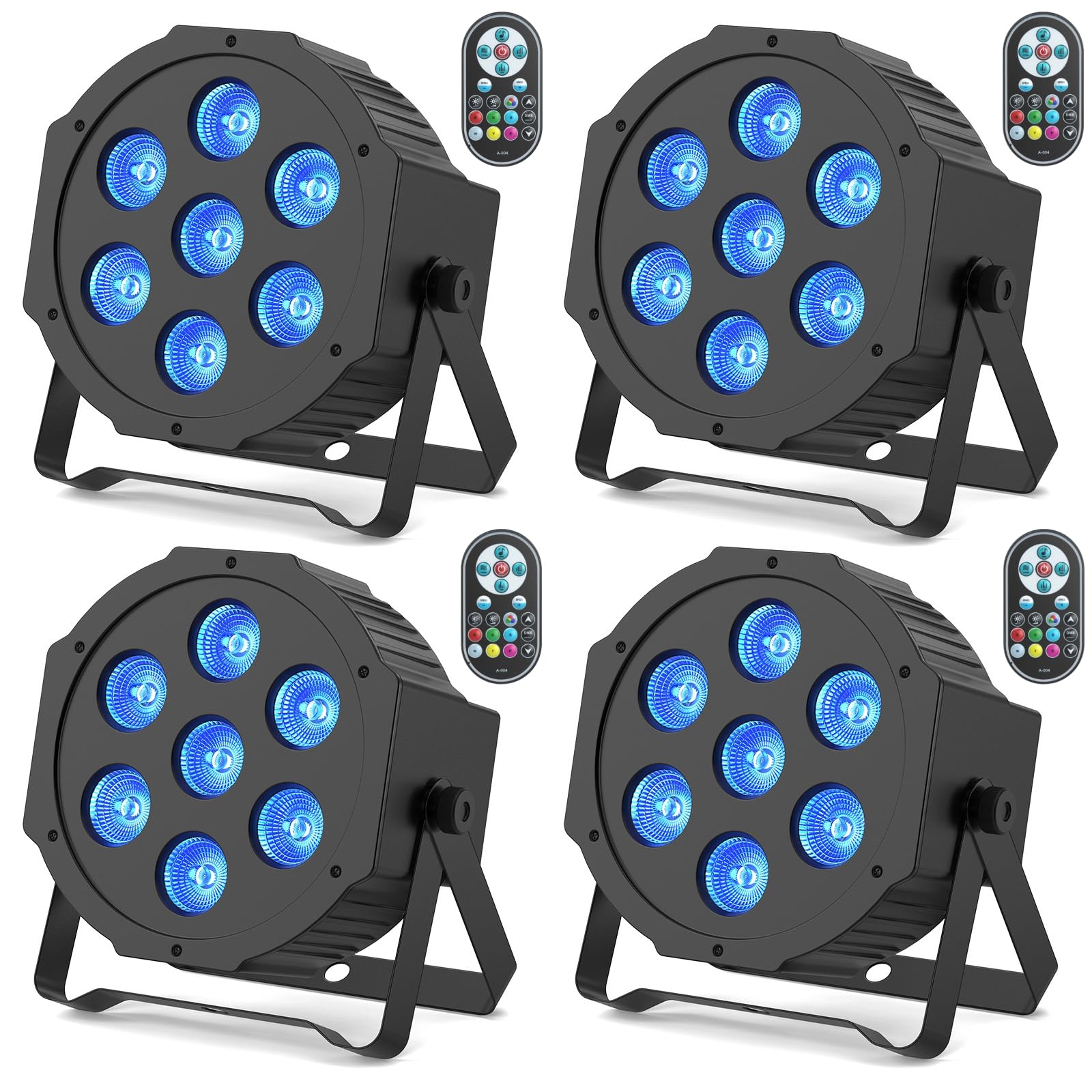 SEBRUANC Par LED RGBW, 4PCS Luci da Palco DMX512 Luci Discoteca LED con Telecomando 8 Modalità Faretto Effetto per Club Bar Matrimonio Natale
