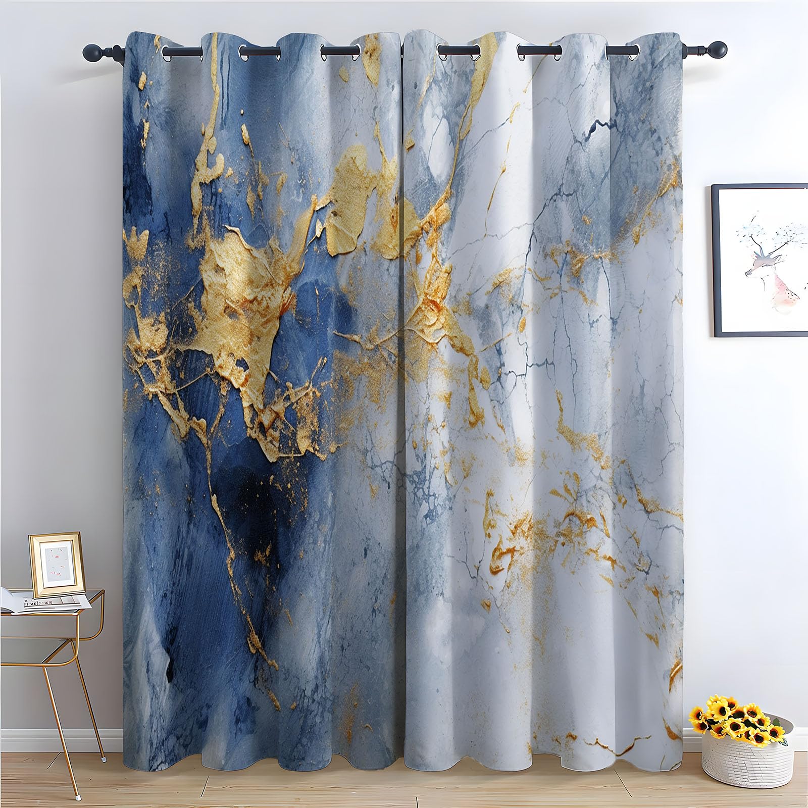 WQBQKKX 80% Blackout Curtains for Bedroom Geometric Thermal Insulated 80% Blackout Curtains Print Pattern Room Darkening Window Drapes for Bedroom-52 W x 84" L (Pack of 2)