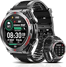 Military Smart Watch, 1.52-Inch Smartwatch with Text and Call, 24/7 Heart Rate Sleep Monitor, Blood Oxygen, and Activity Trackers - Compatible with iPhone and Android, for Men and Women