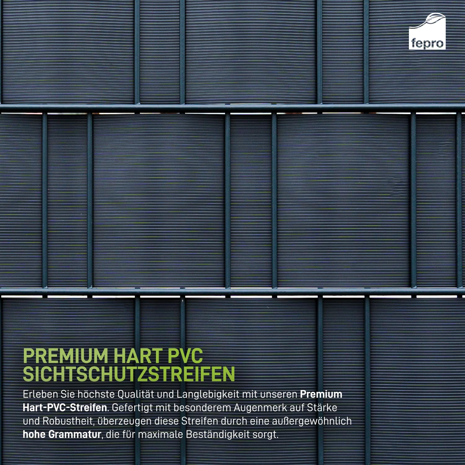 Fepro® Hart-PVC Sichtschutzstreifen Anthrazit RAL7016 10x 2,525m Doppelstabmatten Zaunfolie Windschutz blickdicht Sichtschutz Zaunverkleidung Blickschutz