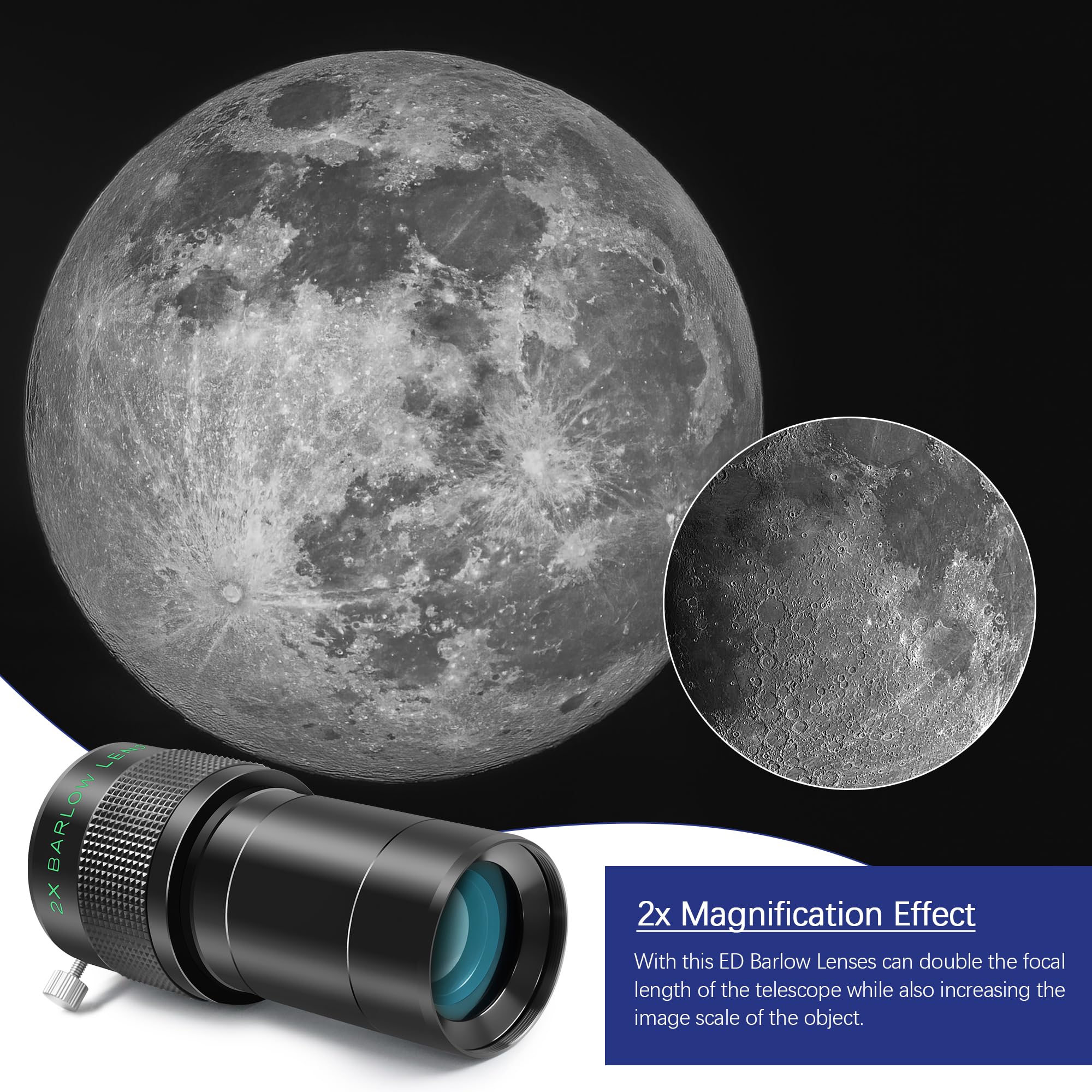 Astromania lente di Barlow per telescopi, 2" Ed 2X Dual Power