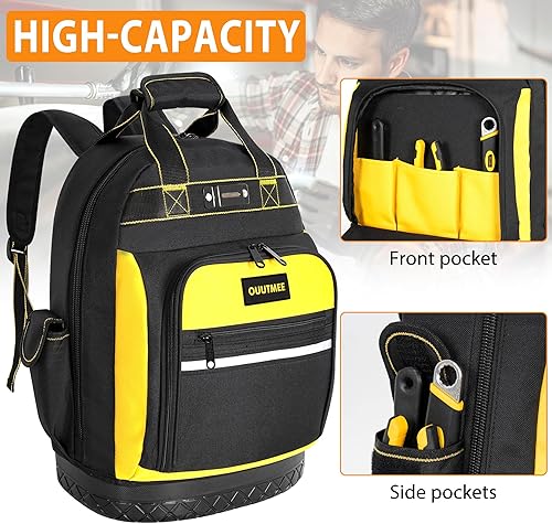 Miniatura 2 de Mochila de herramientas, bolsa de herramientas con bolsillos multiusos, bolsa de herramientas impermeable con correas acolchadas para hombros,