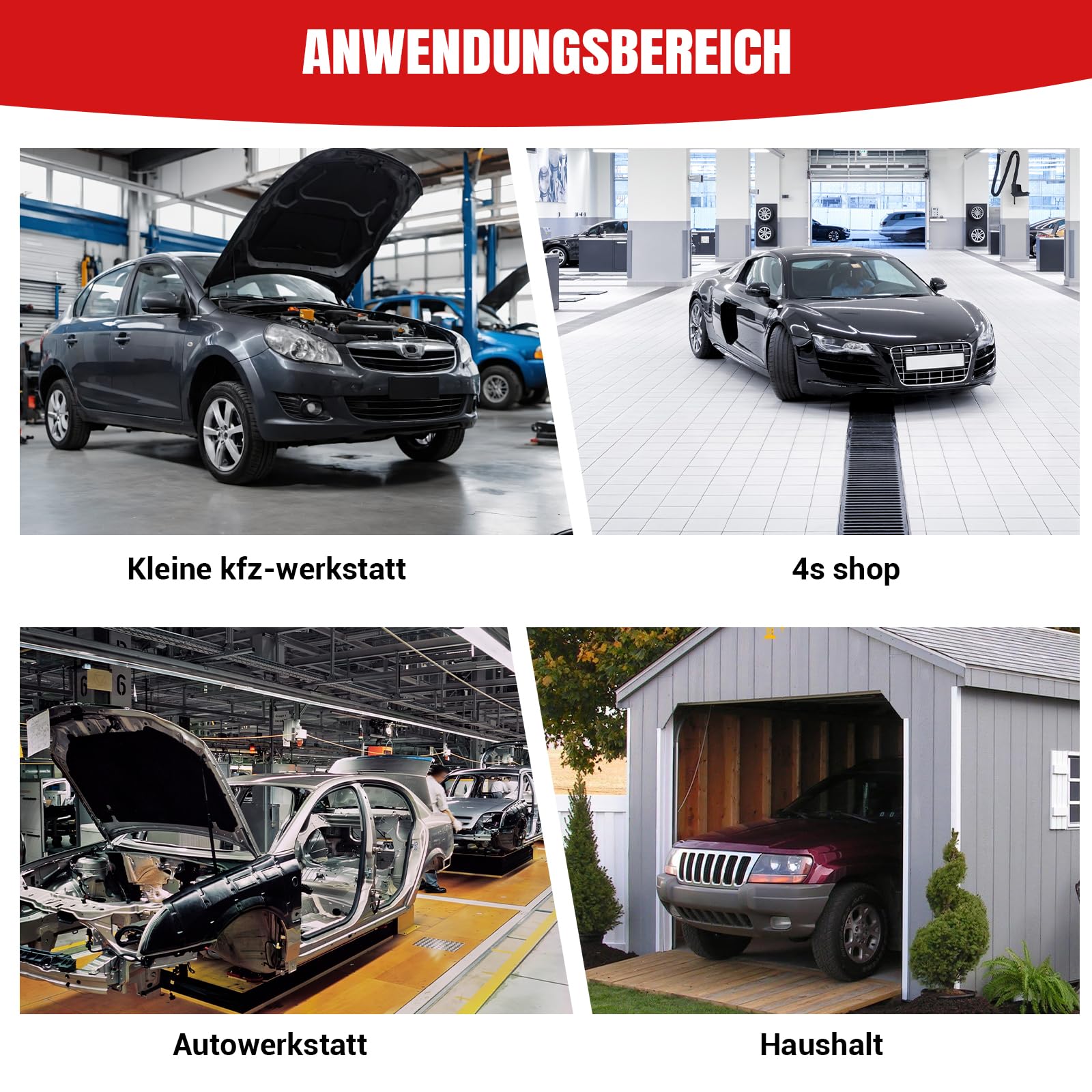 Lucn Taburete acolchado para herramientas mecánico, 6 ruedas, para taller, taller, coche