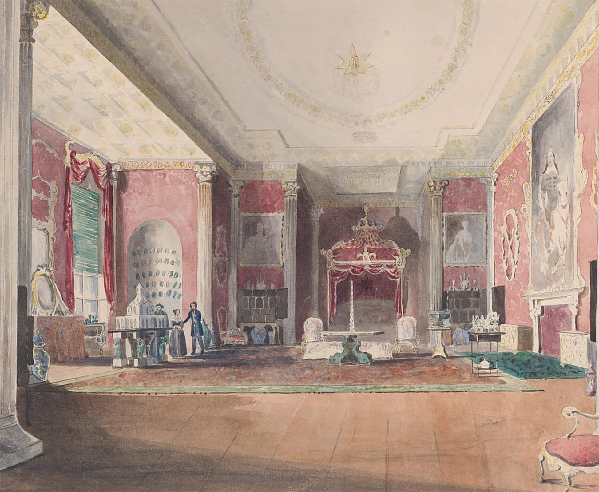 SERENDIPITP Retro Picture Poster Wall Art Pictures Painting the State Bed Chamber Stowe Buckinghamshire by Nash Wall Art Canvas Print for Wall Decor 60x90cm