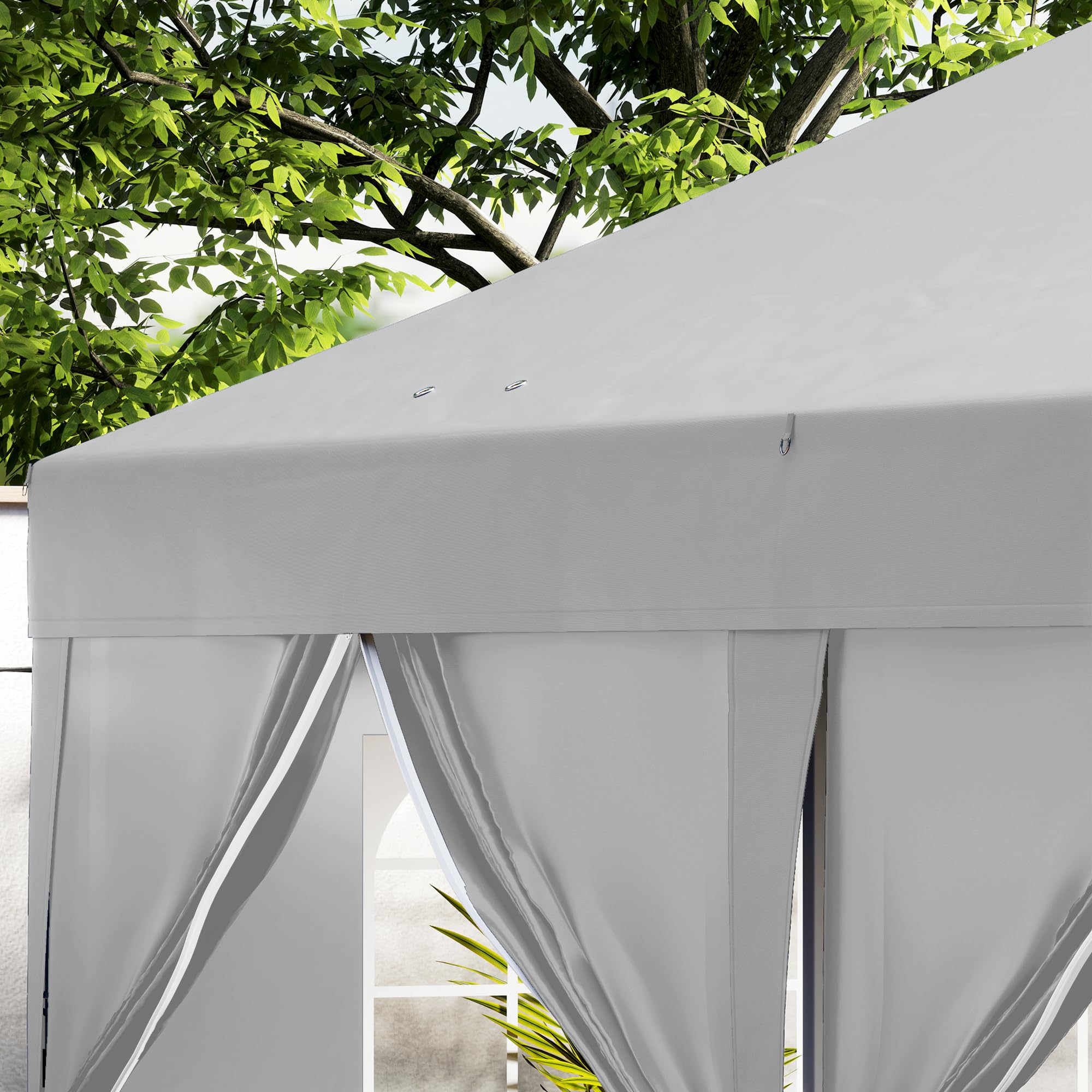 Outsunny Tonnelle de Jardin Exterieur tonnelle Pliante 3 x 6 m Pop-up avec 6 parois latérales, Trous de Drainage, Sac de Transport Inclus, Barnum Pliant pour Camping Festival Mariage, Gris
