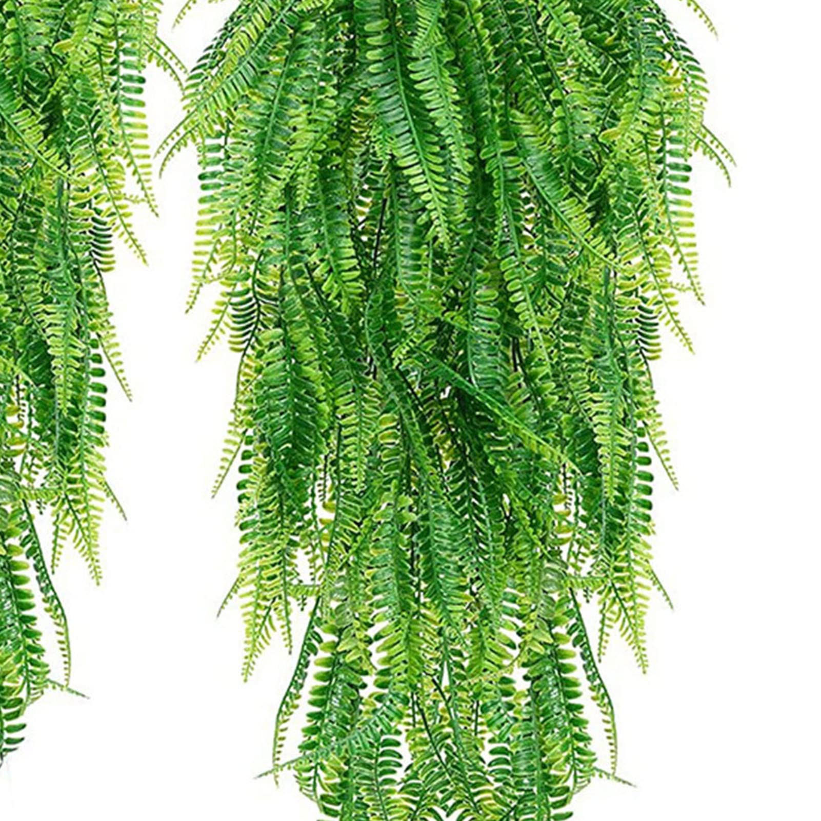 JUOPZKENN Lot de 2 fougères artificielles à suspendre, plantes de vigne imperméables, anti-UV, fausses plantes à suspendre en plastique pour terrasse, porche, jardin, cour, décoration intérieure et