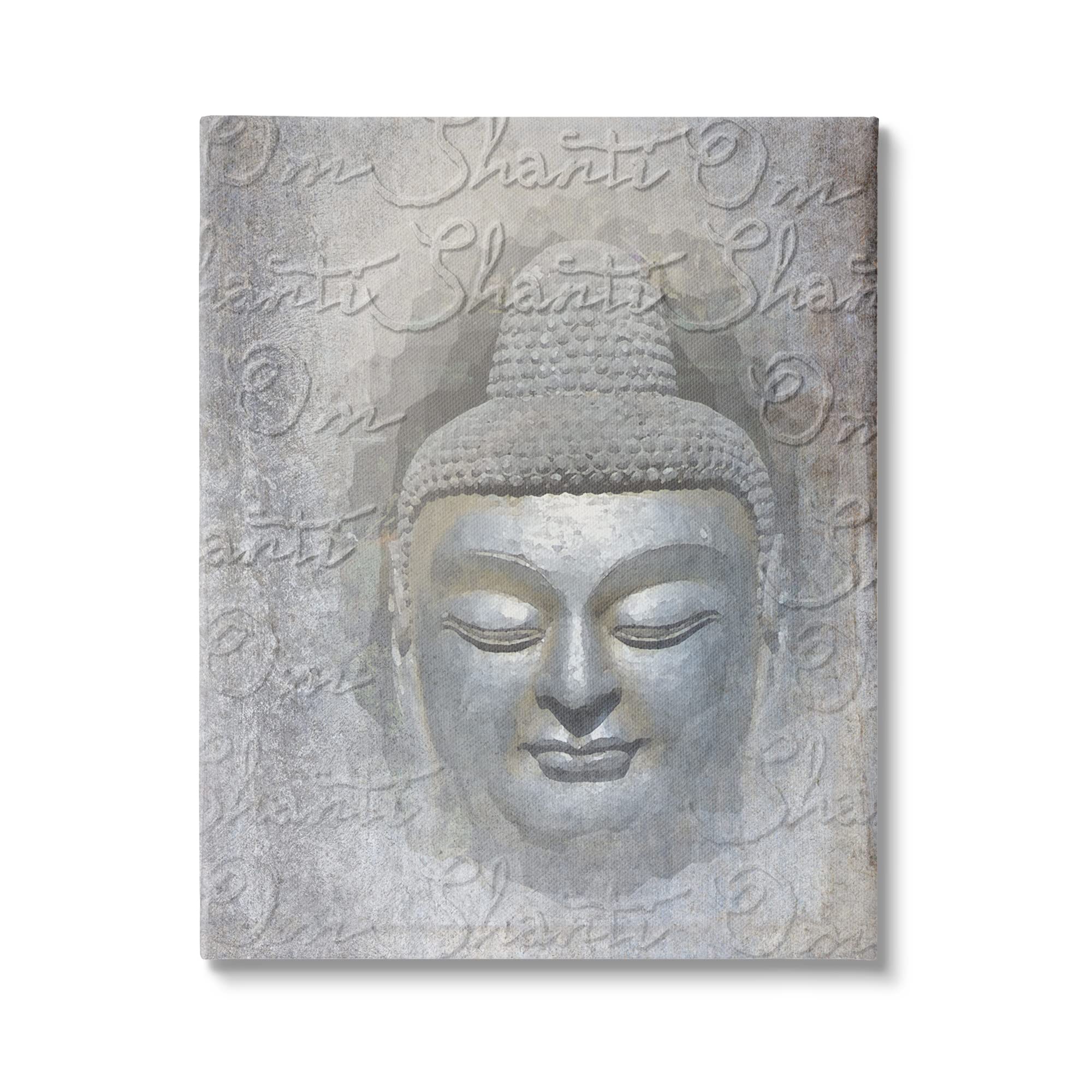 Stupell Industries Layered Buddha Spiritual Words Script Om Shanti Mantra, Design by Graffitee Studios