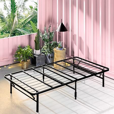 ZINUS SmartBase Tool-Free Assembly Mattress Foundation / 14 Inch Metal Platform Bed Frame / No Box Spring Needed / Sturdy Steel Frame / Underbed Storage, Narrow Twin, Black, Regular
