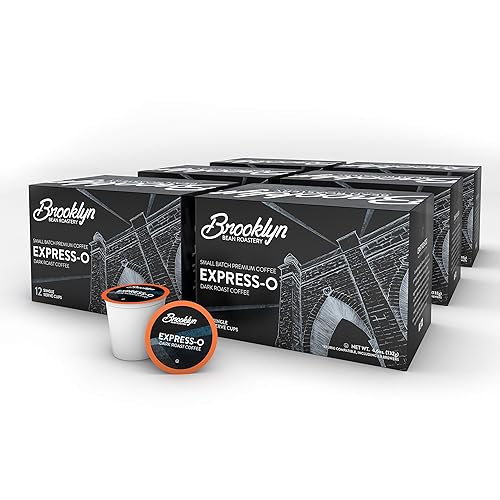 Brooklyn Beans Express-O Dark Roast Gourmet - Cápsulas de café, compatibles con 2.0 cápsulas de café Keurig, 72 unidades