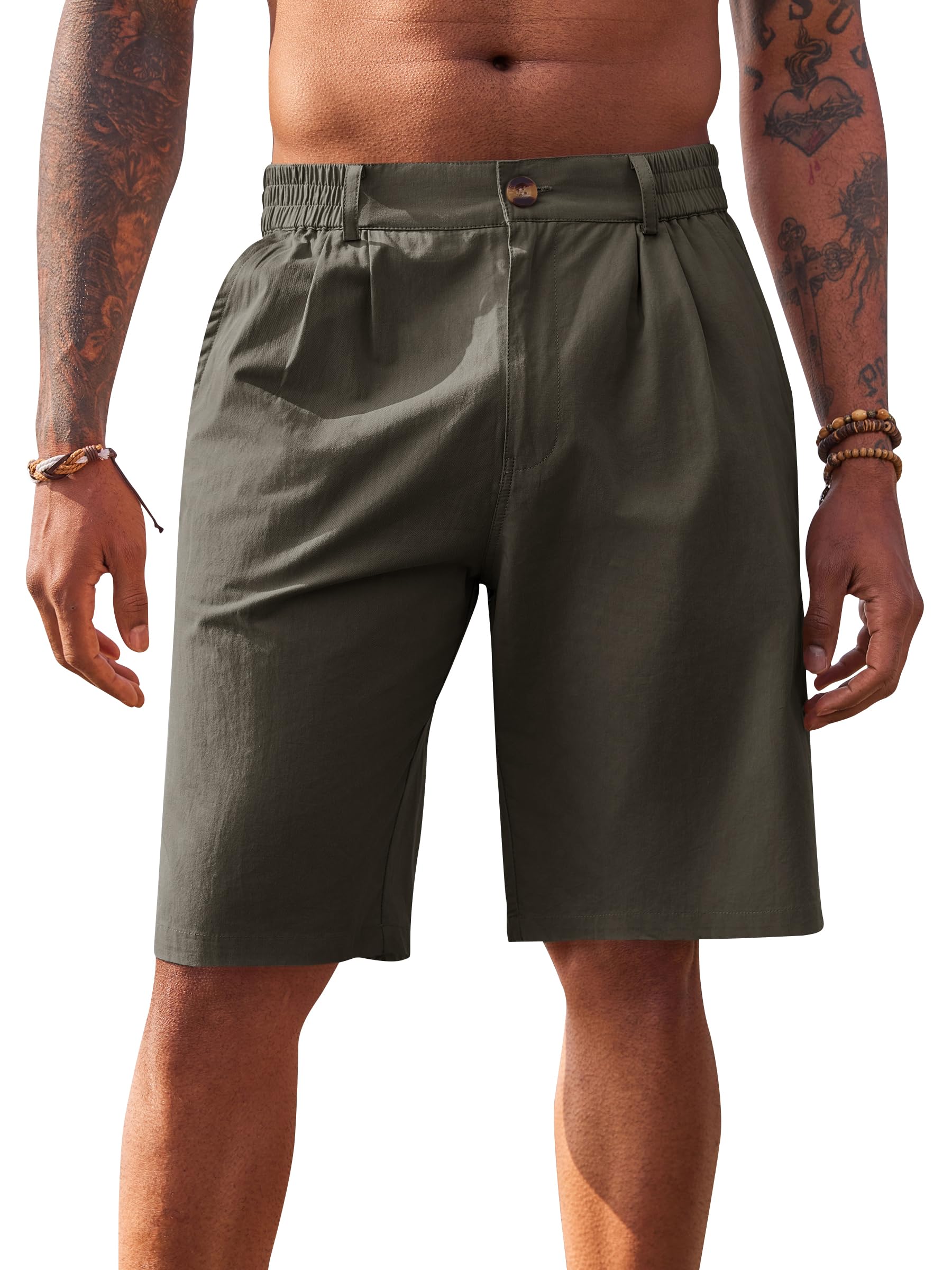 Runcati Kurze Hosen Herren Bermuda Shorts Baumwolle Leicht Sommerhose Männer Chino Golf Freizeithose mit Gummizug