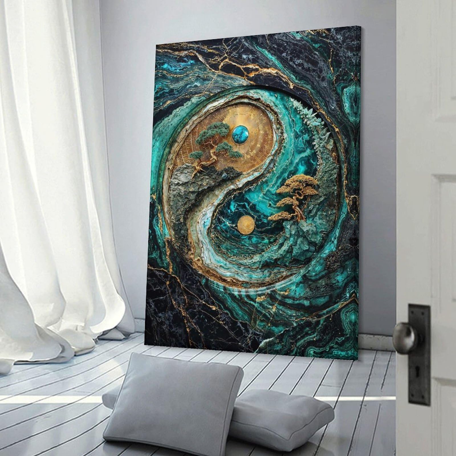Junmoney Yin Yang Harmony Kintsugi Art Canvas Art Print 20x30inch(50x75cm), for New Homes, Bedrooms Or Workspaces, Gift Idea for Housewarming And Birthdays
