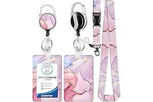 Vertical ID Holder Lanyard with Retractable Reel and Marble Pattern
