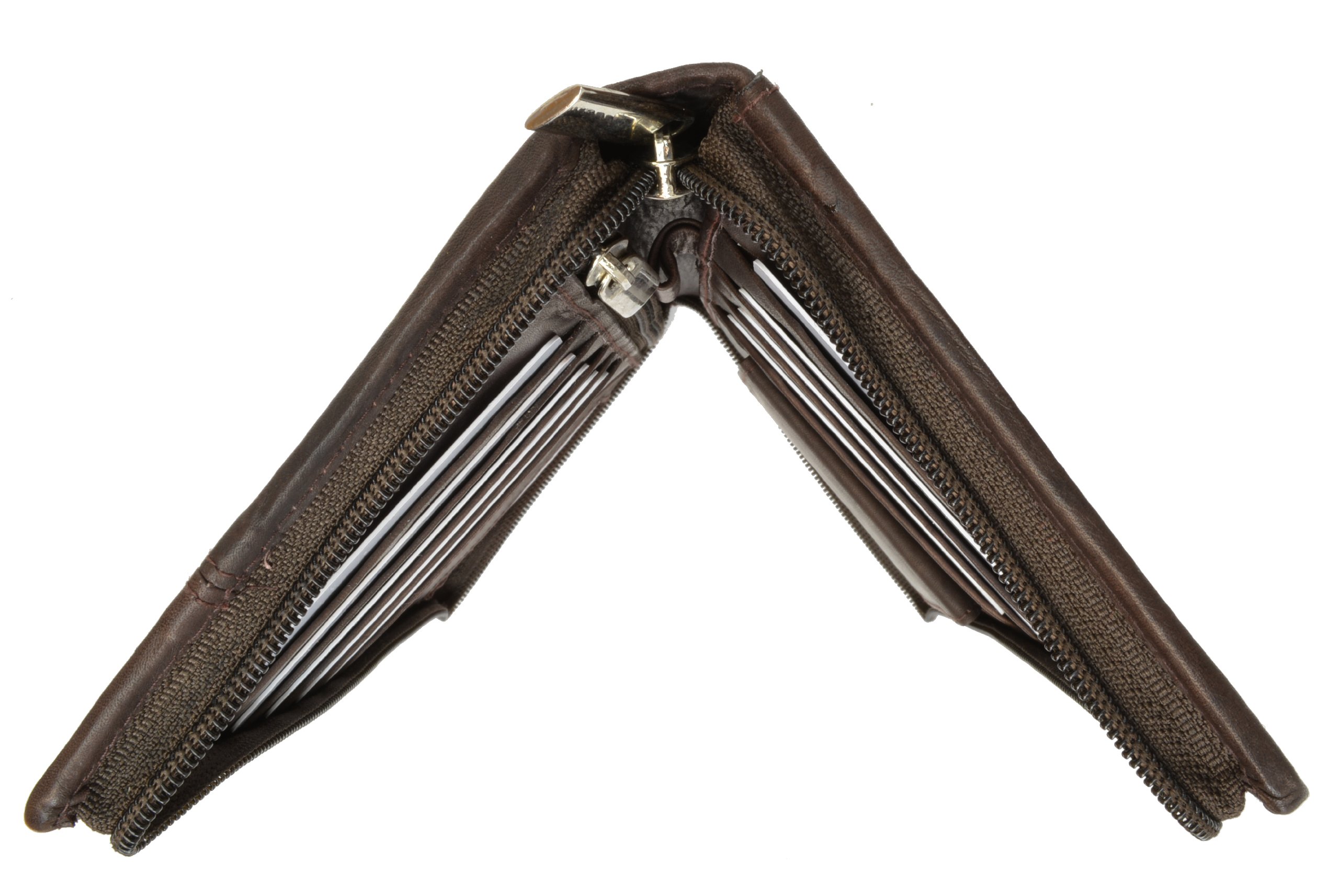 Cartera de viaje con bloqueo RFID y soporte para pasaporte familiar, soporte para documentos y organizador de cuero genuino que protege tus pasaportes, Marrón, Compacto