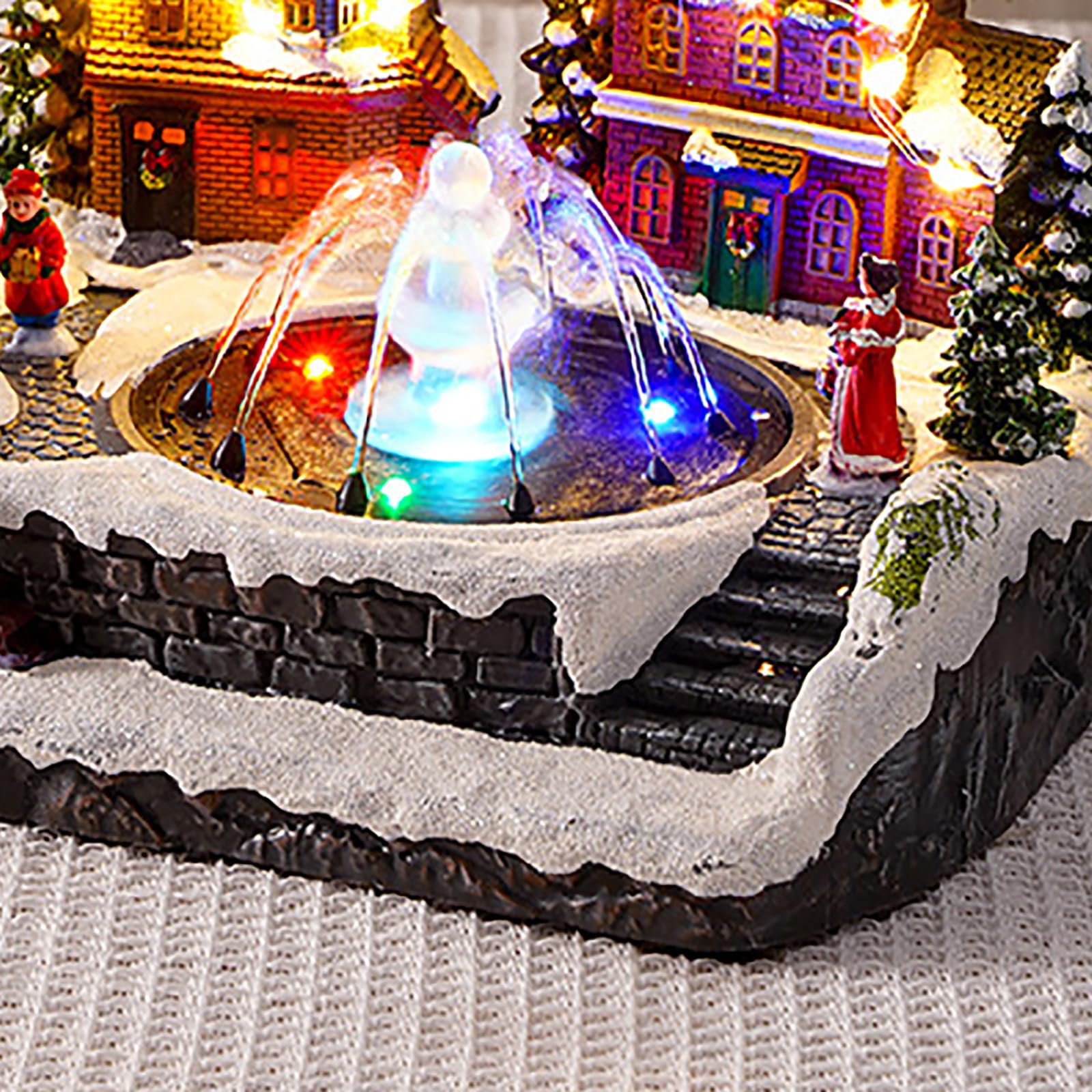 Casa De Nieve Brillante Navideña, Decoración Luminosa De Casa Pequeña con Fuente Y Música, Funciona con Batería/Cable USB, Material De Resina Duradero, para Decoración De Mesa, Regalos