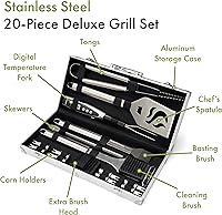 Vista 3 de Cuisinart CGS-5020 Funda de transporte de aluminio para herramientas de barbacoa, juego de parrilla de lujo, 20 piezas y parrilla reversible Lodge