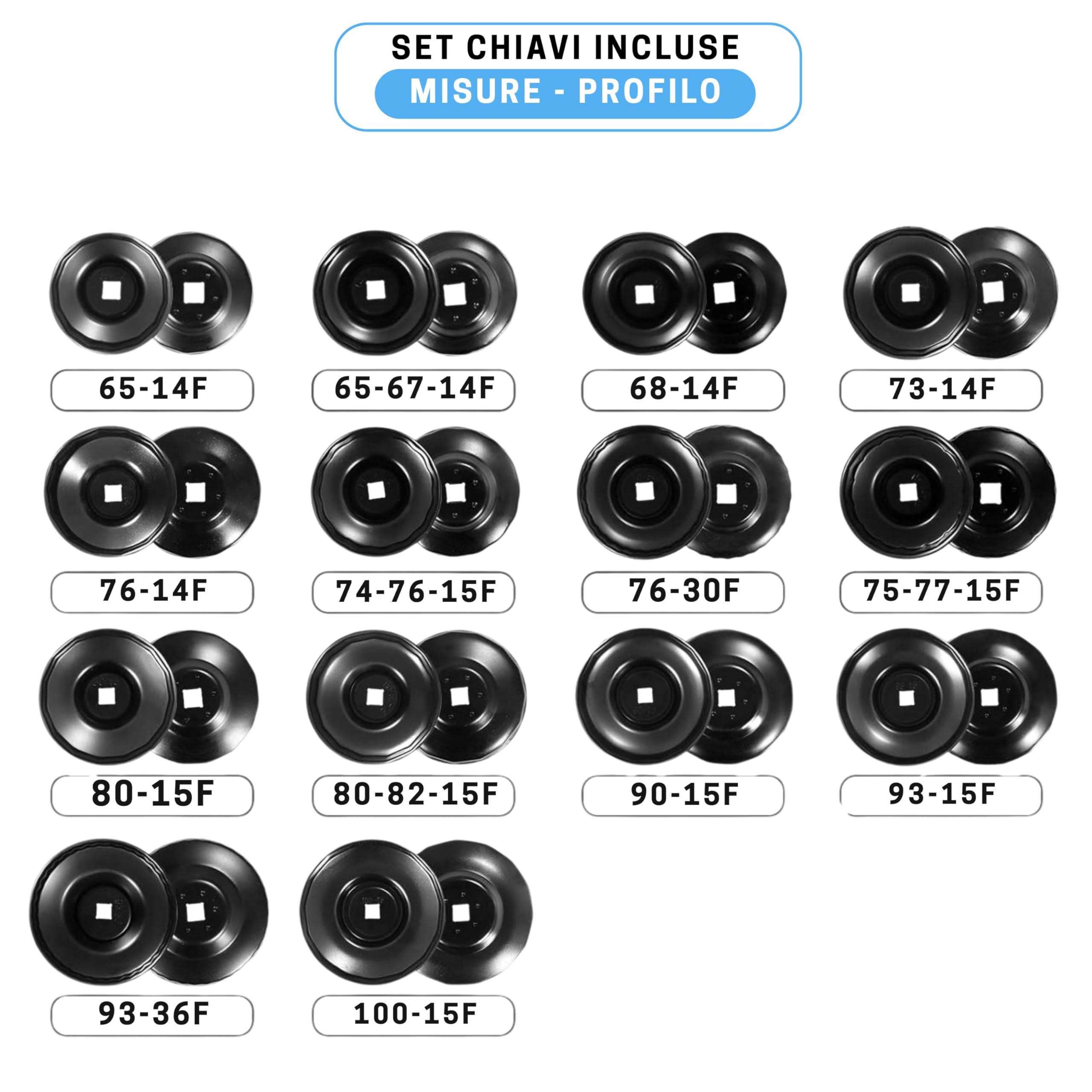 CLICLED 14 pezzi chiave a tazza filtro olio motore auto smontaggio rimozione