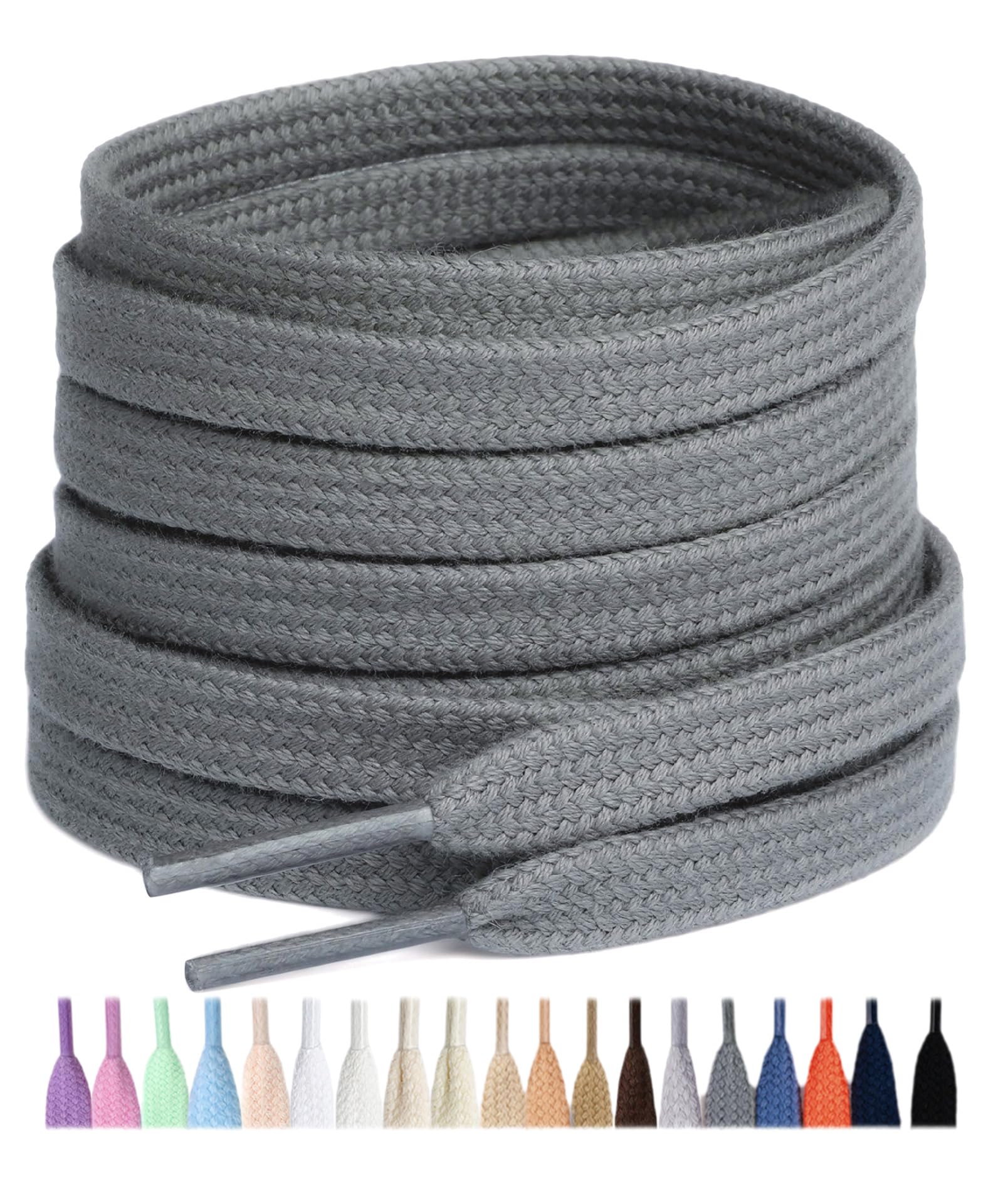 Stepace 2 Pares Cordones Planos de 100% algodón 8 mm de Ancho Cordones para Zapatillas y Zapatos Deportivas — view 17