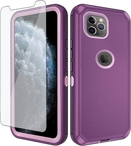 Asuwish Funda de teléfono para iPhone 11 Pro Max 6.5 con protector de pantalla de vidrio templado y cubierta para celda, híbrida, resistente, a