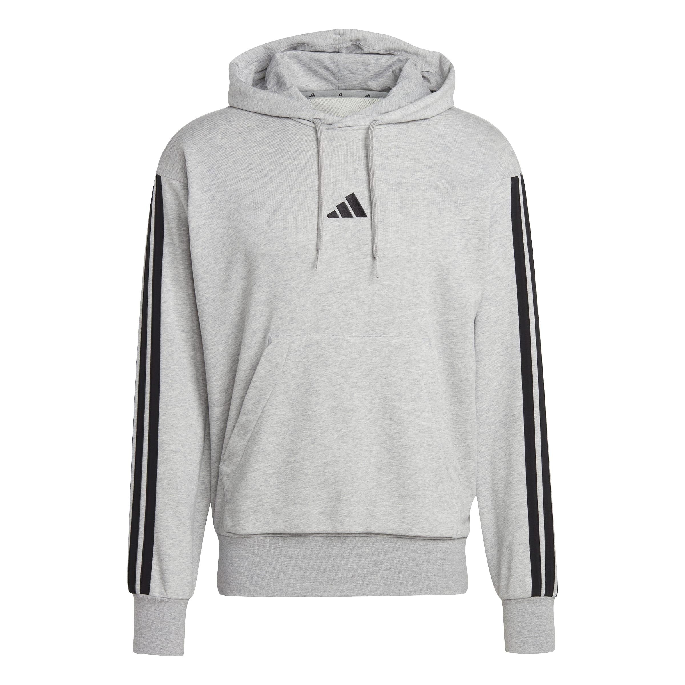 Adidas Men's Gris Hooded Sweatshirt Essentials 3-Stripes