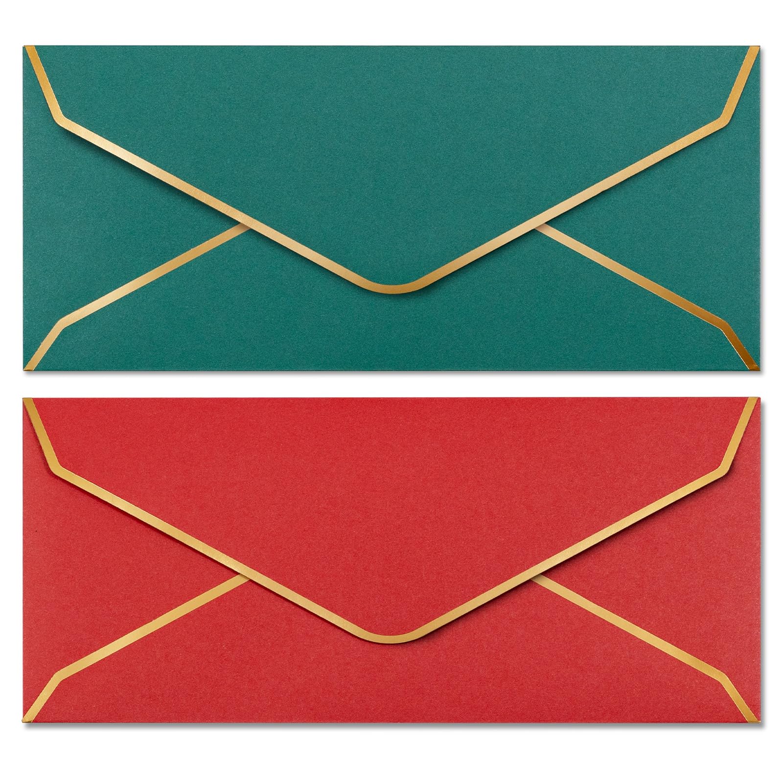 Business Envelopes, 40-Pack #10 Envelopes, 4 1/8 x 9 1/2 Inches, Red, Green, Christmas Colors