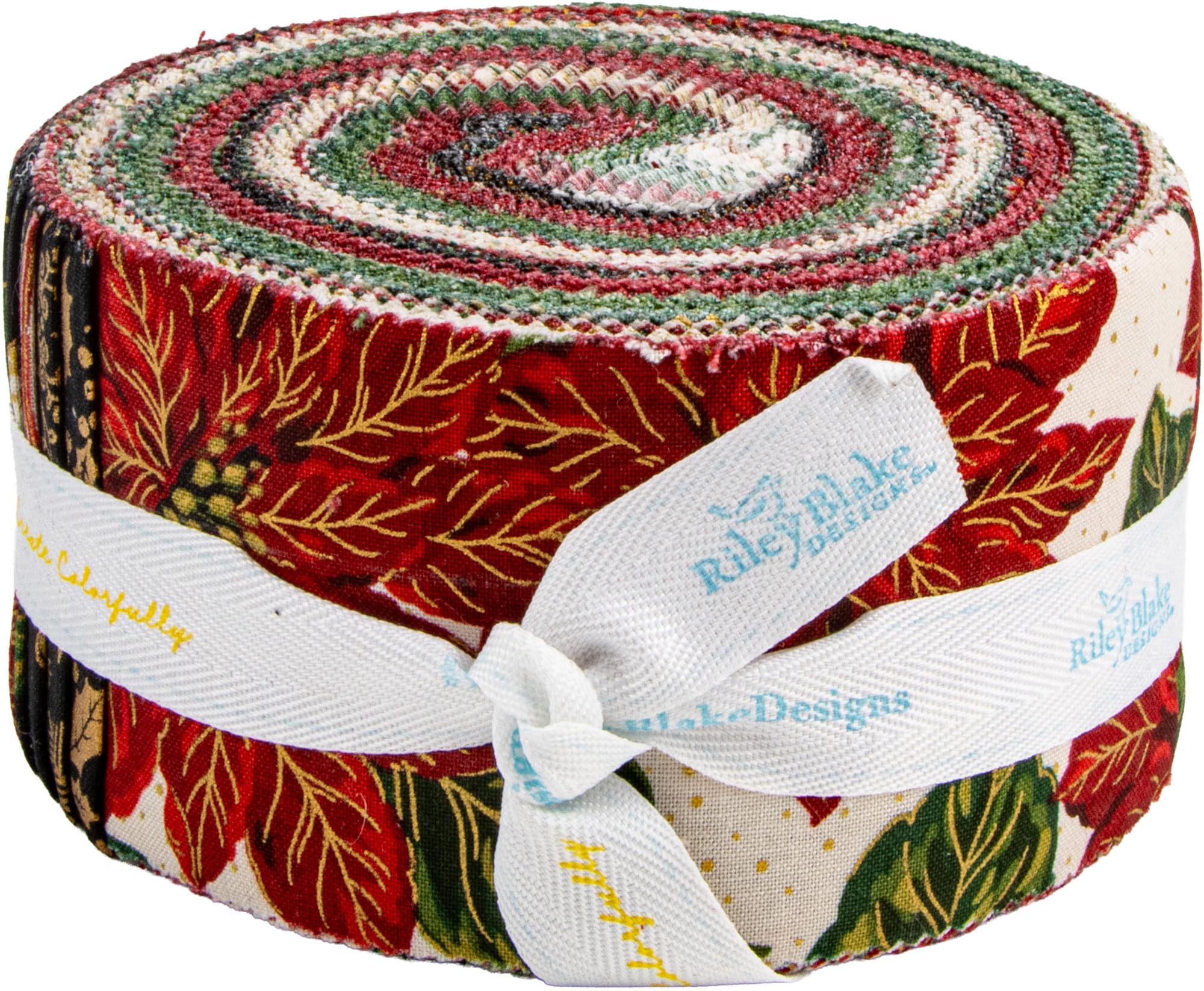 Jennifer Bosworth Poinsettias at Christmas 40 2.5-inch Strips Jelly Roll Riley Blake RP-17630-40