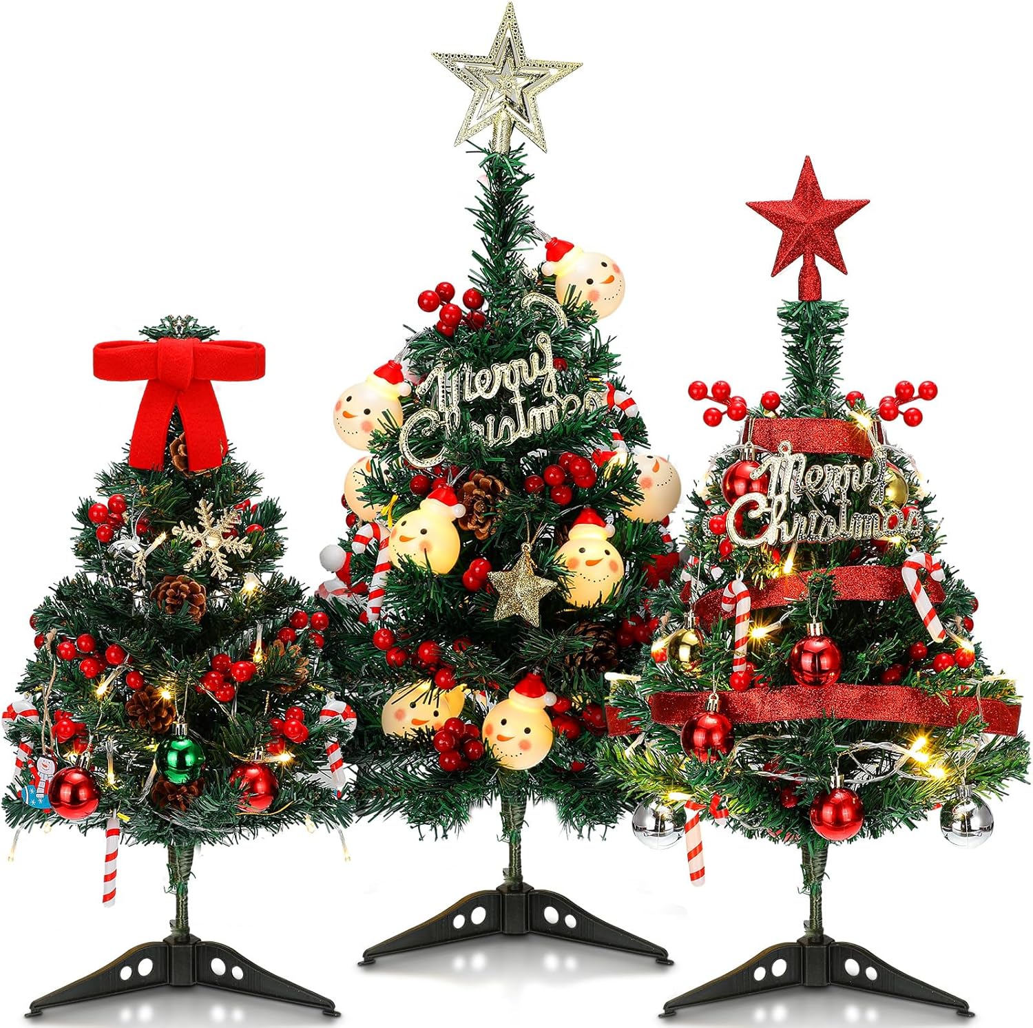 Liliful 3 Pcs Desktop Mini Christmas Tree Small Artificial