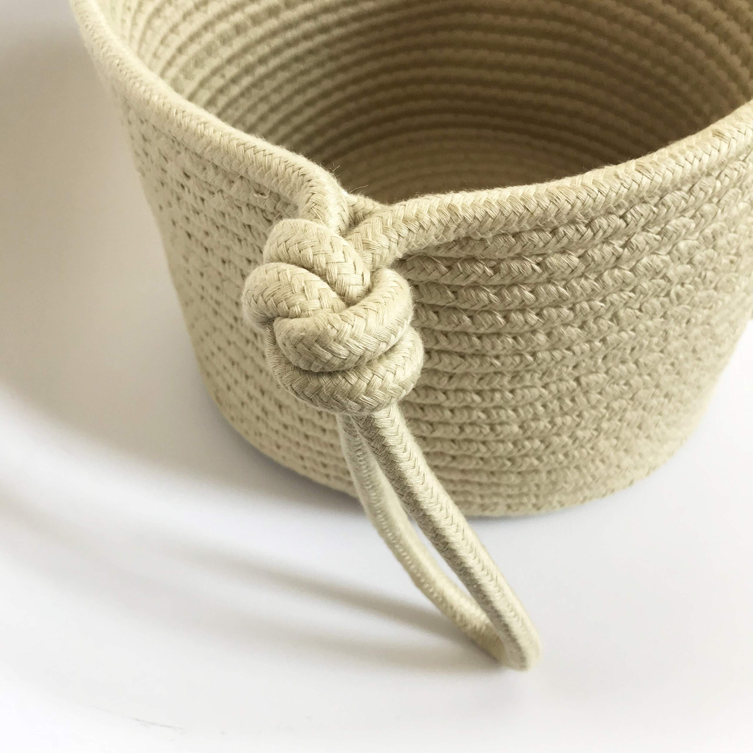 Panier De Rangement Rond En Corde De Coton Tissé Avec Couvercle - 15 X 9,9 Cm - Petits Paniers De Rangement Pour Bébé - Pour Chambre D'enfant, Buanderie, Chambre à Coucher, Salle