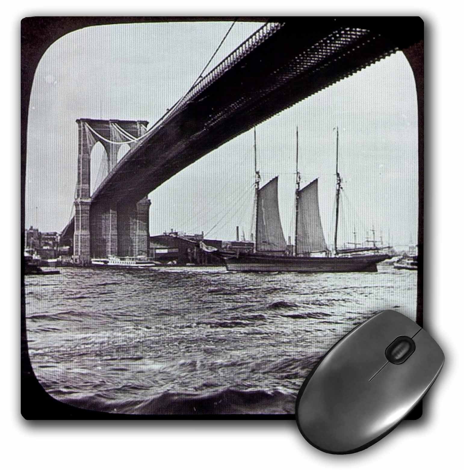 Brooklyn Bridge with Sailboat East River New York City Glass Slide - Mouse Pad, 8 by 8 inches (mp_77343_1)