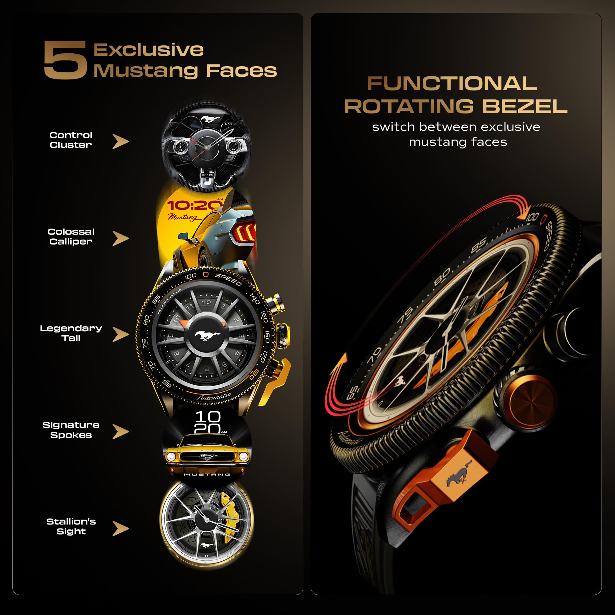 GOBOULT Newly Launched Mustang Stallion Smart Watch 1.43'' AMOLED Display, Rotating Bezel, BT Calling, 200+Watchfaces, 700 Nits Brightness, AI Voice Assistant, SpO2 Monitoring (Nitro Black) — Amazon image 6