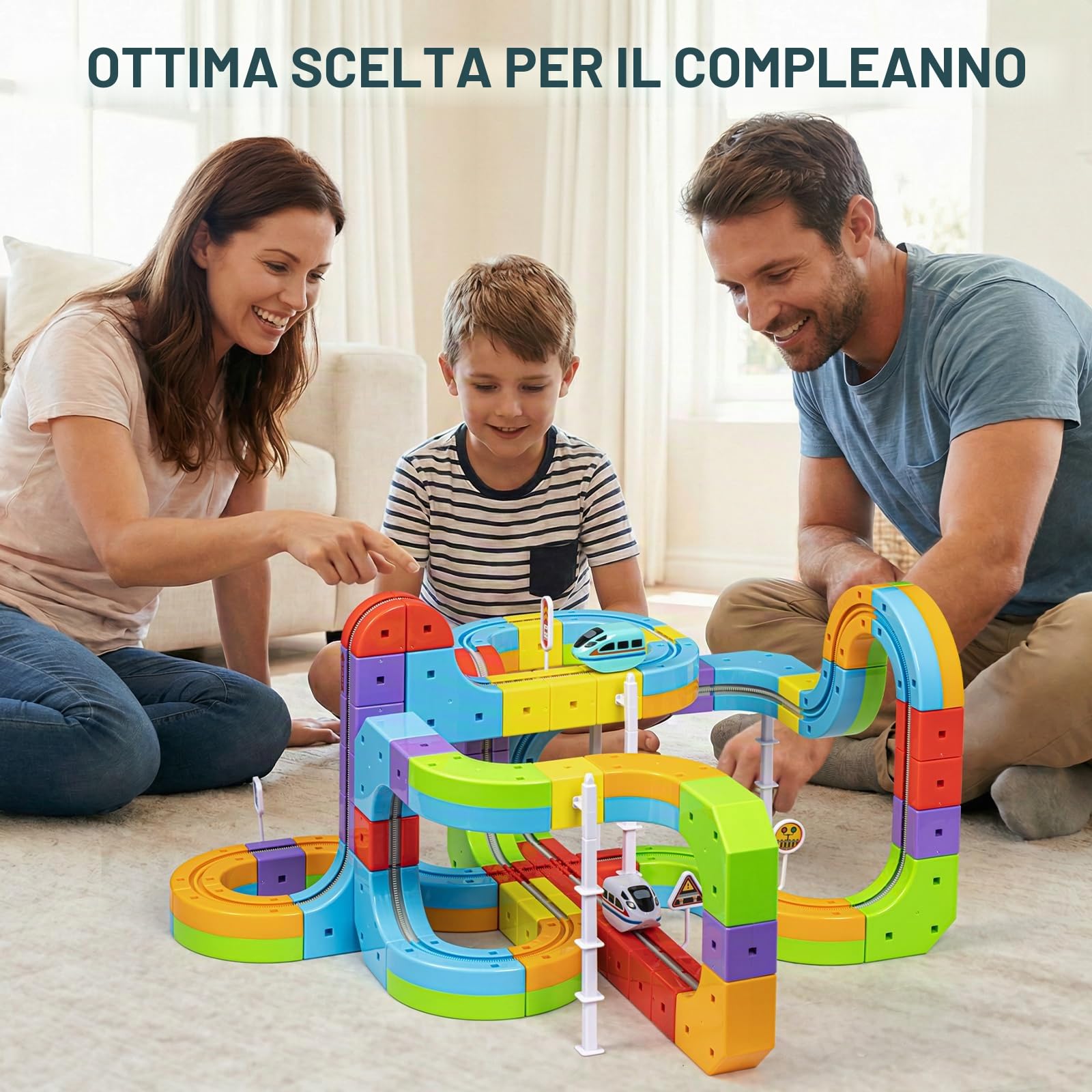 klick Rail - Set di treni elettrici 3D Magic Flexible Race Track per bambini di 3, 4, 5, 6, 7, 8 anni, pista per auto da corsa con anti-gravità, giocattolo educativo per apprendimento STEM per | Blocco pista per auto da corsa con anti-gravità, giocattolo