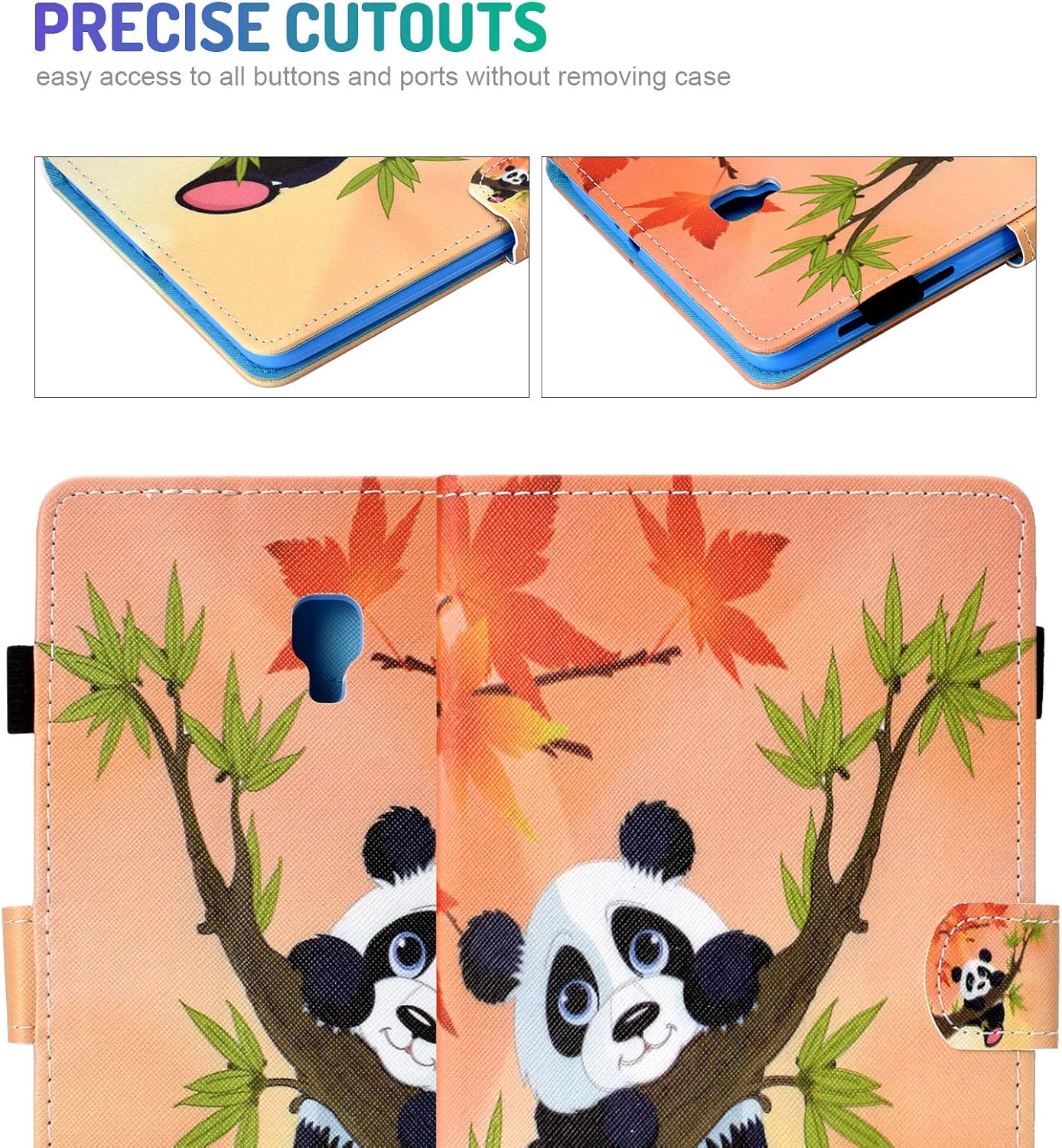 Dteck Case for Samsung Galaxy Tab A Tablet (8 Inch, 2017 Release, Model Number SM-T380 /SM-T385), Smart Stand Wallet Leather Flip Fold Slim Cute Cover with Auto Sleep Wake/Stylus Pen, Panda on Tree