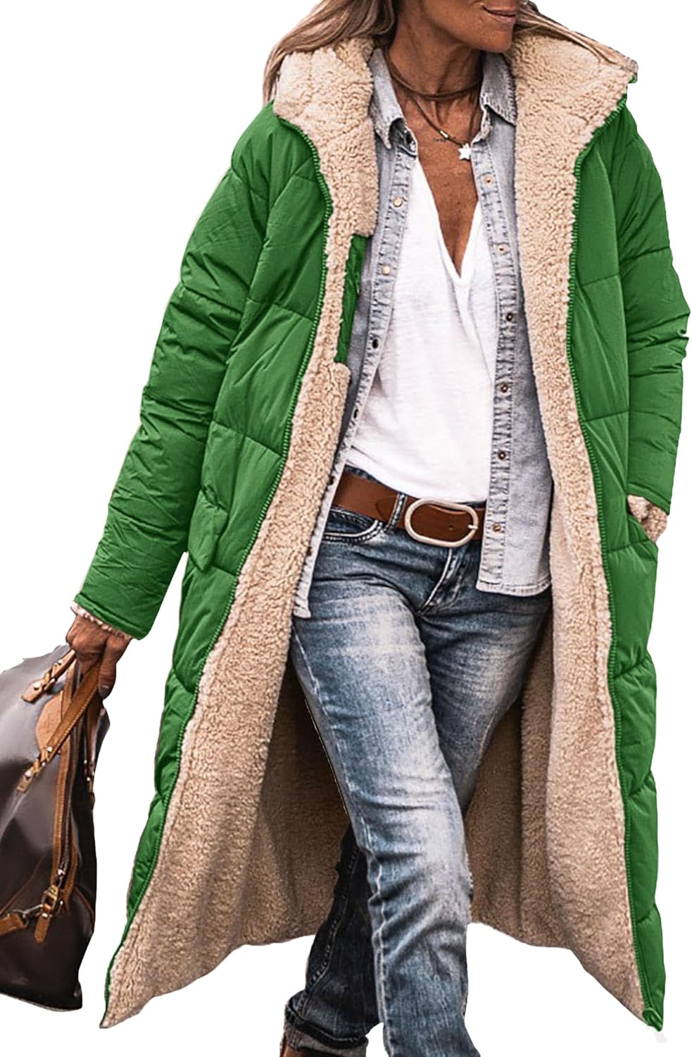 PRETTYGARDEN Women’s 2025 Winter Fashion Clothes Oversized Shearling Fleece Long Coats Jackets