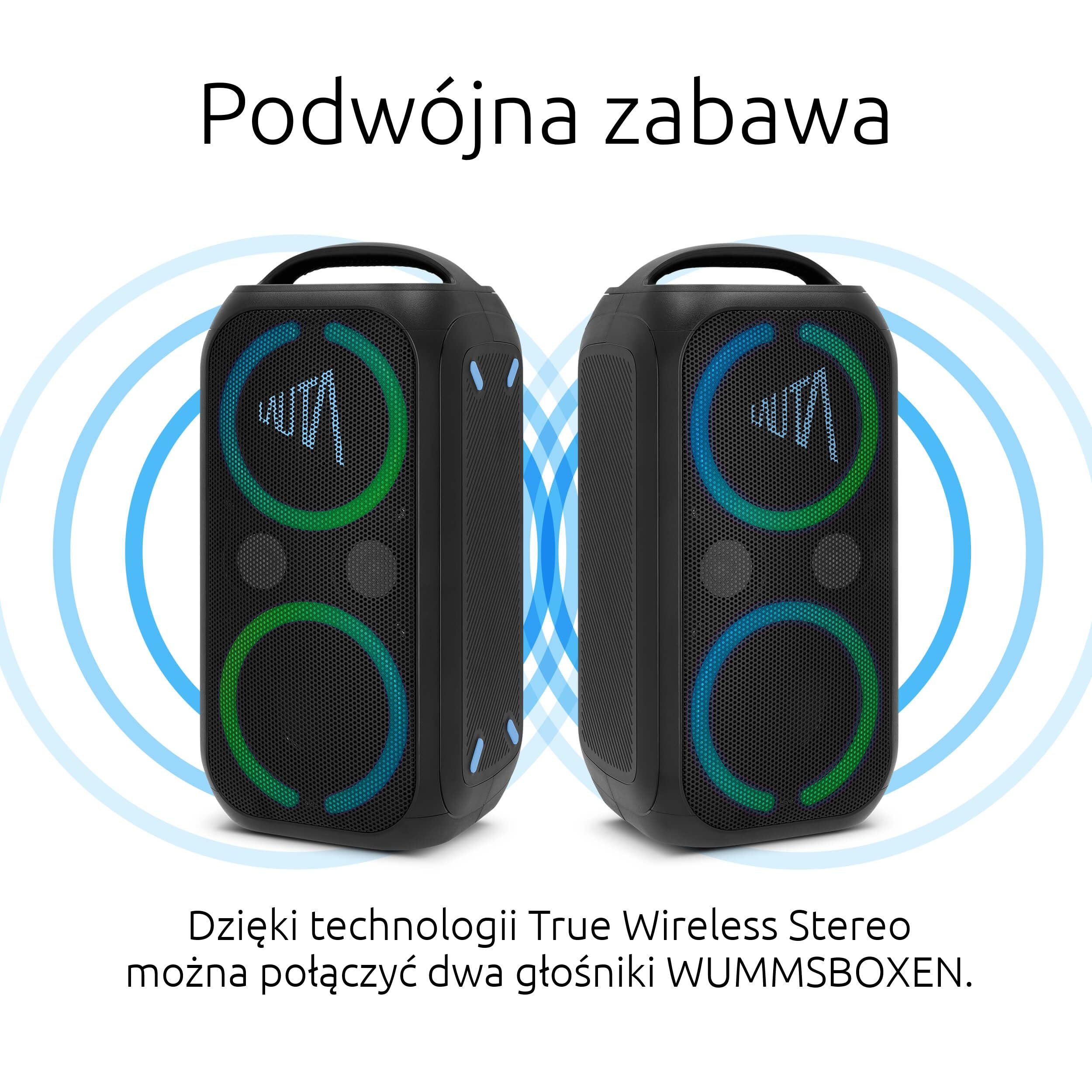 TechniSat LAUTA WUMMSBOX – przenośny głośnik Bluetooth Premium (160 W Peak, potężny dźwięk 103 dB, głęboki bas Bass Boost, TWS, 12 h pracy, LED, wodoodporność IPX4, 80 W RMS, idealny na imprezy)