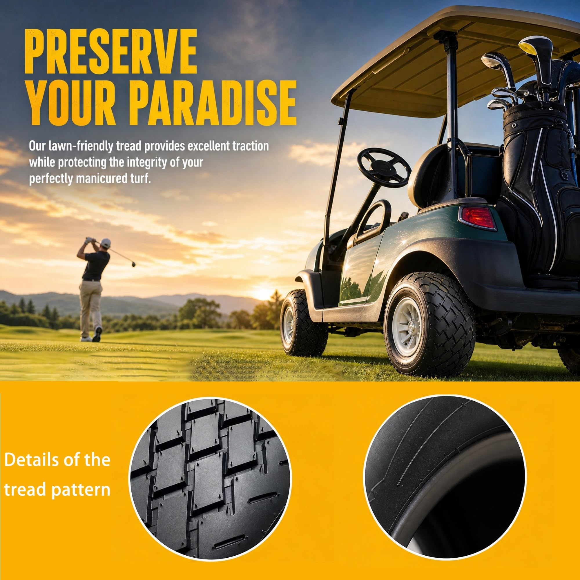 18x8.50-8 Pneumatico, 18/8.50/8 Foratura Antiforatura per Tosaerba, Trattorino da Giardino, Carrello da Golf e Macchine da Prato