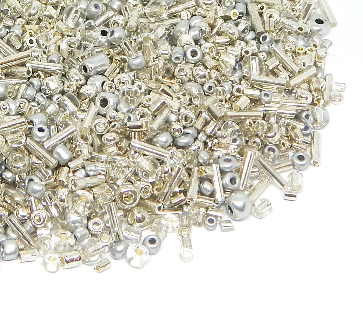 Perlin Seed Beads Glass Indiander Seed Beads Pony Beads 2 mm 3 mm 4 mm Round Mixed Sizes Colour Mix Seed Beads 3000 Pieces (Silver) - Image 3