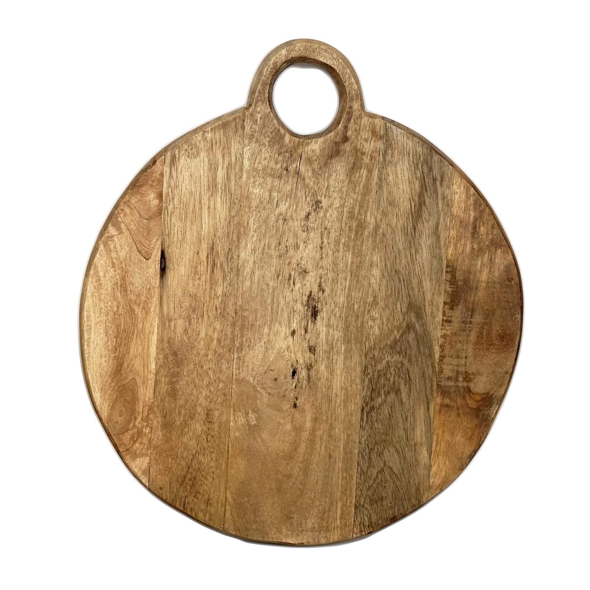 Ring Handle Chopping Boards Mango Wood Round Hand Carved Kitchen Serveware Large (Small 30cm)