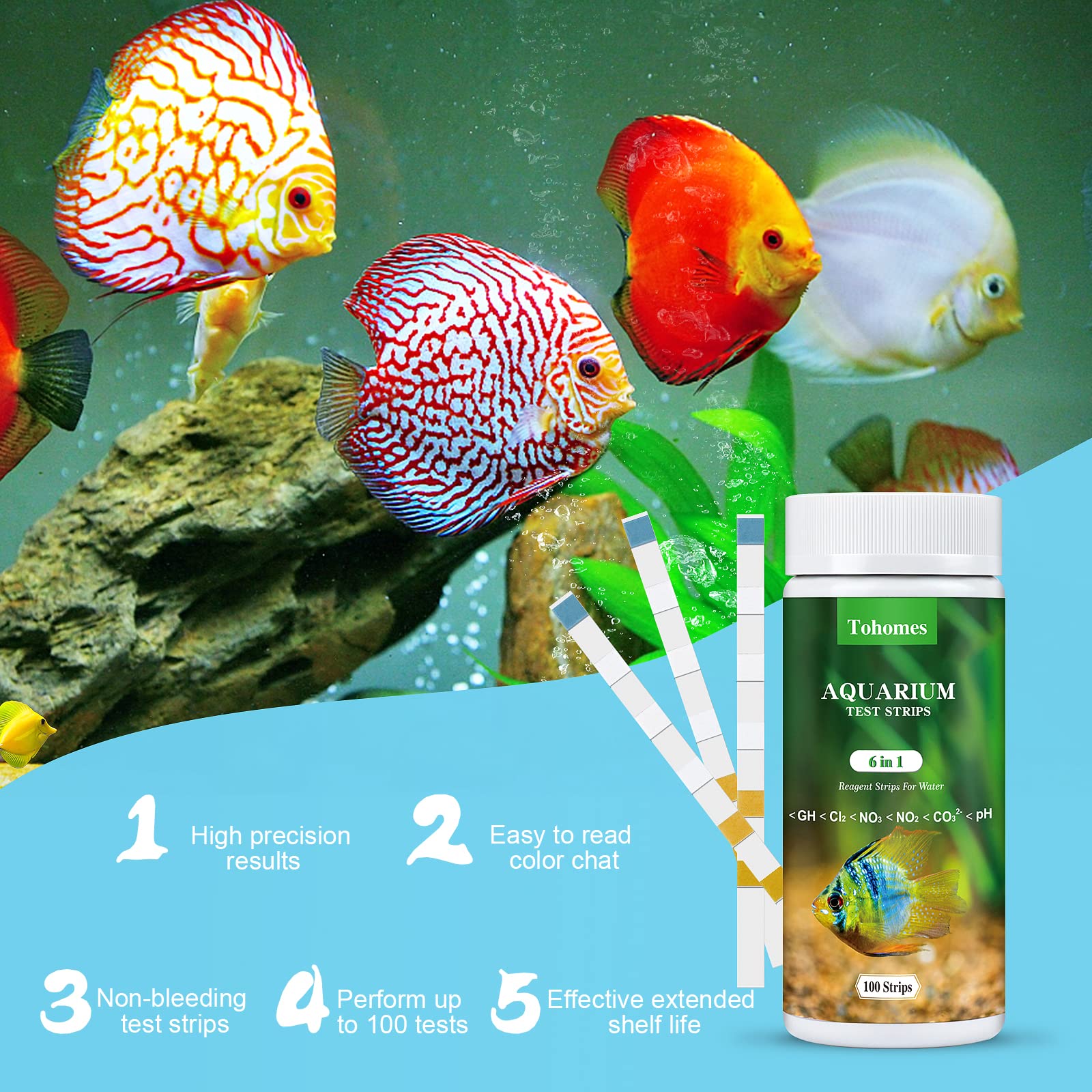 Buy Aquarium Test Strips, 6 in 1 Fish Tank Test Kit, 100 Strips