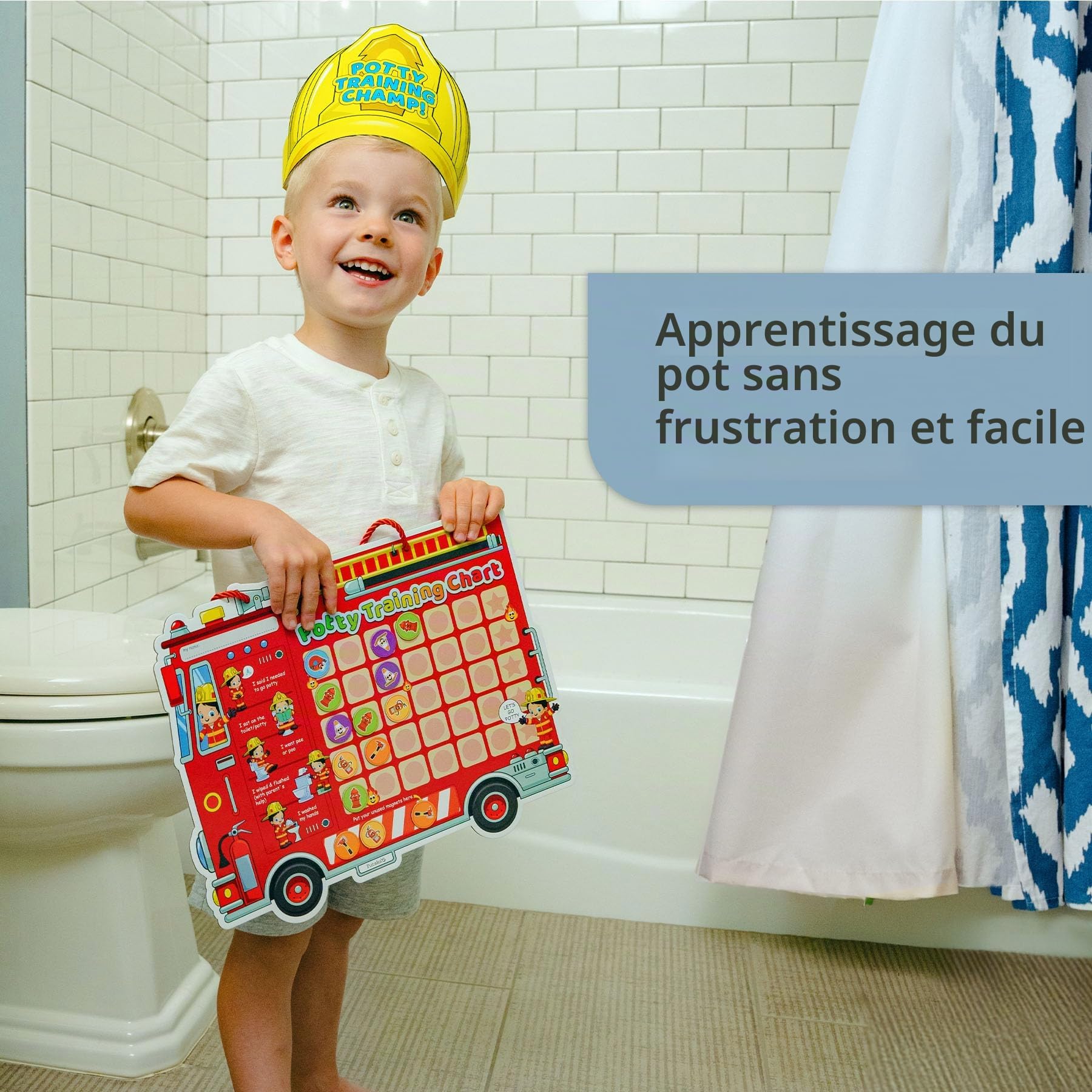 Tableau d'apprentissage de la propreté avec 35 autocollants, 3 autocollants de rappel et couronne pour les tout-petits garçons et filles – Récompenses d'apprentissage de la propreté pour enfants
