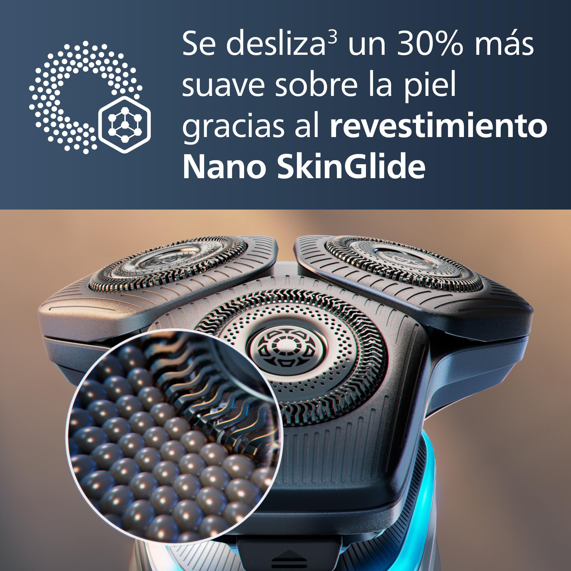 Philips Serie 9000 Afeitadora Eléctrica Hombre, Máquina de Afeitar Barba con Recortadora, 72 cuchillas, Para piel sensible, 60min de uso, En Seco y Húmedo, Recargable, Base Carga, S9975/35, Cromo