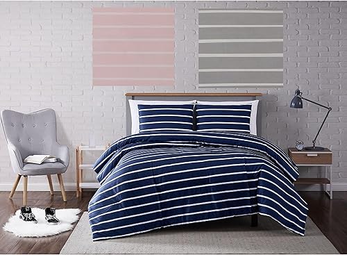 Miniatura 6 de Juego de funda de edredón de 3 piezas, diseño de rayas Maddow, color gris