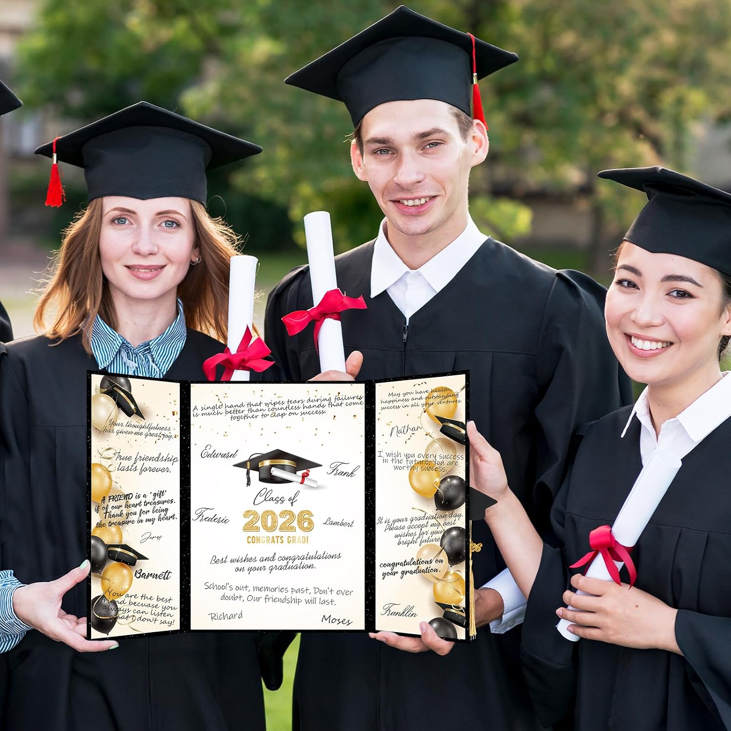 kockuu 2026 Graduation Guest Book Signature Board, Black and Gold Class of 2026 Graduation Sign In Book to Sign Decor for Grad Party High School College Grad Gifts