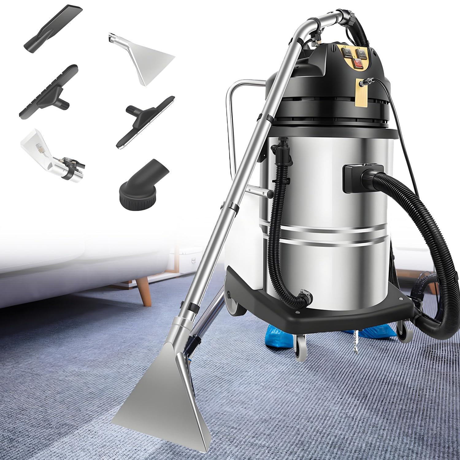 Tragbarer Polsterreiniger,Aspiradora Comercial Alfombras,Gewerblicher Teppichreiniger,mit 2 Unabhängigen Wassertanks,Hochleistungsgerät Effiziente Reinigung,para Extractor Polvo 30L