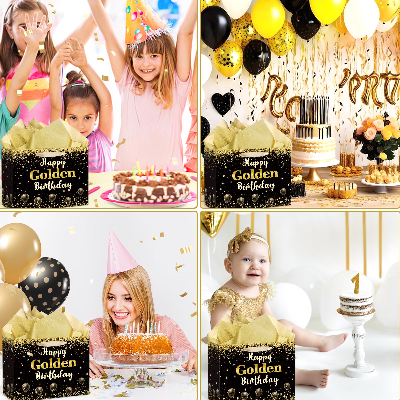 Sac Cadeau D'anniversaire « Happy Golden » - Décorations D'anniversaire