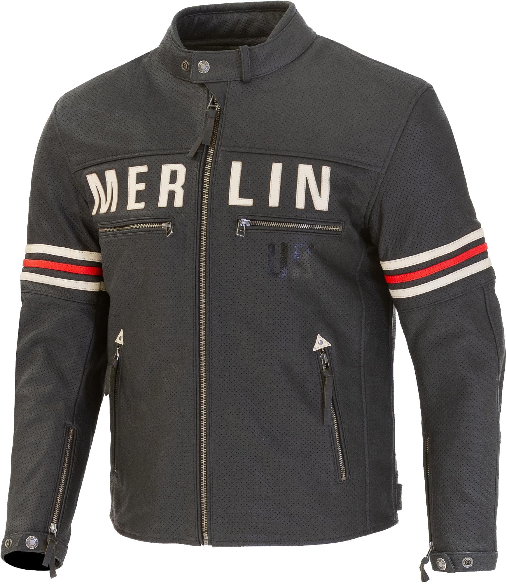 Merlin Revival D3O perforowana skórzana kurtka motocyklowa, vintage black, 46