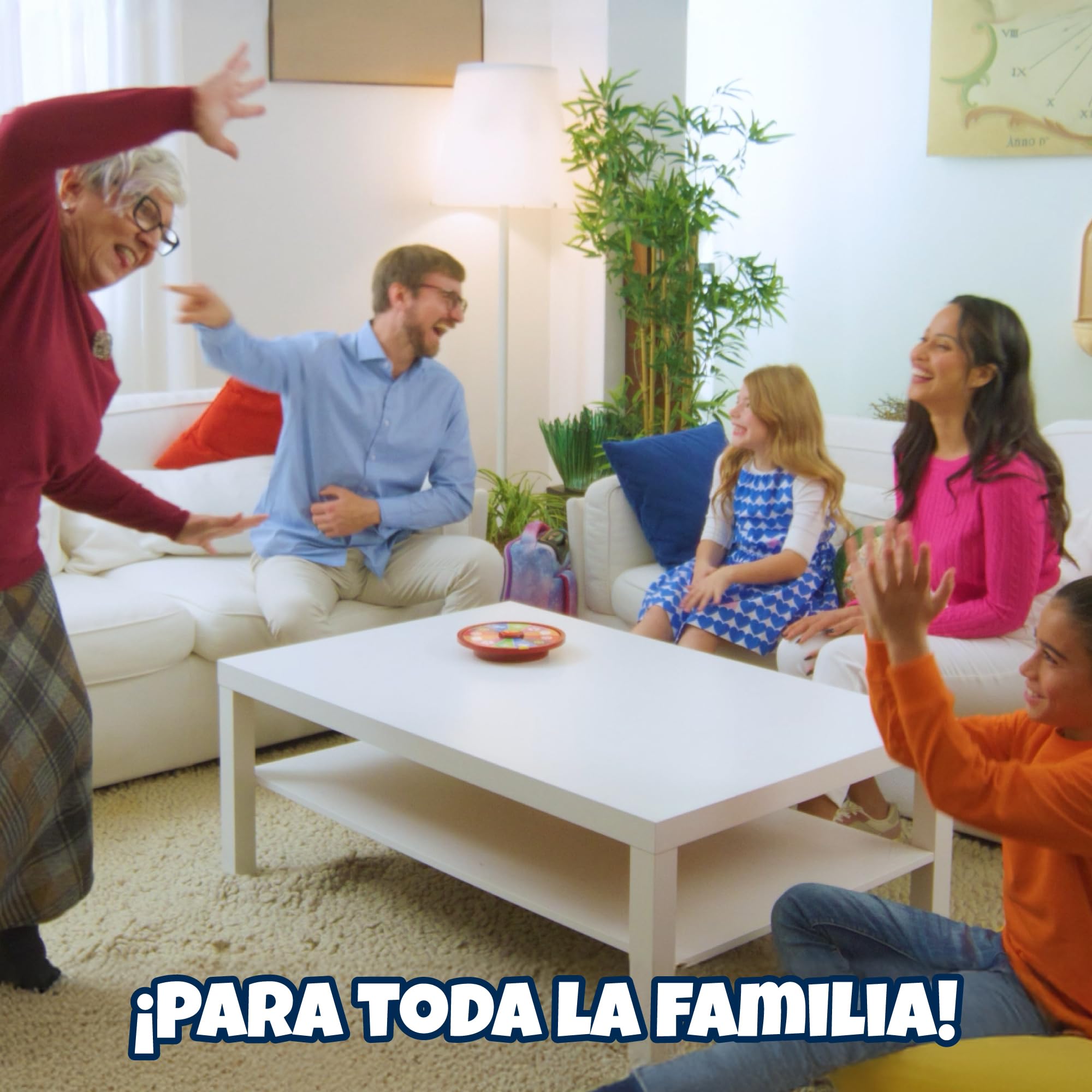 Famogames - Giro y Desafío, Un Juego de Mesa Familiar de +300 Retos, Gira la Ruleta y Empieza a Divertirte, Dirigido por un Game Master con 4 Categorías de Cartas, Versión Español, Famosa (WHE01000)