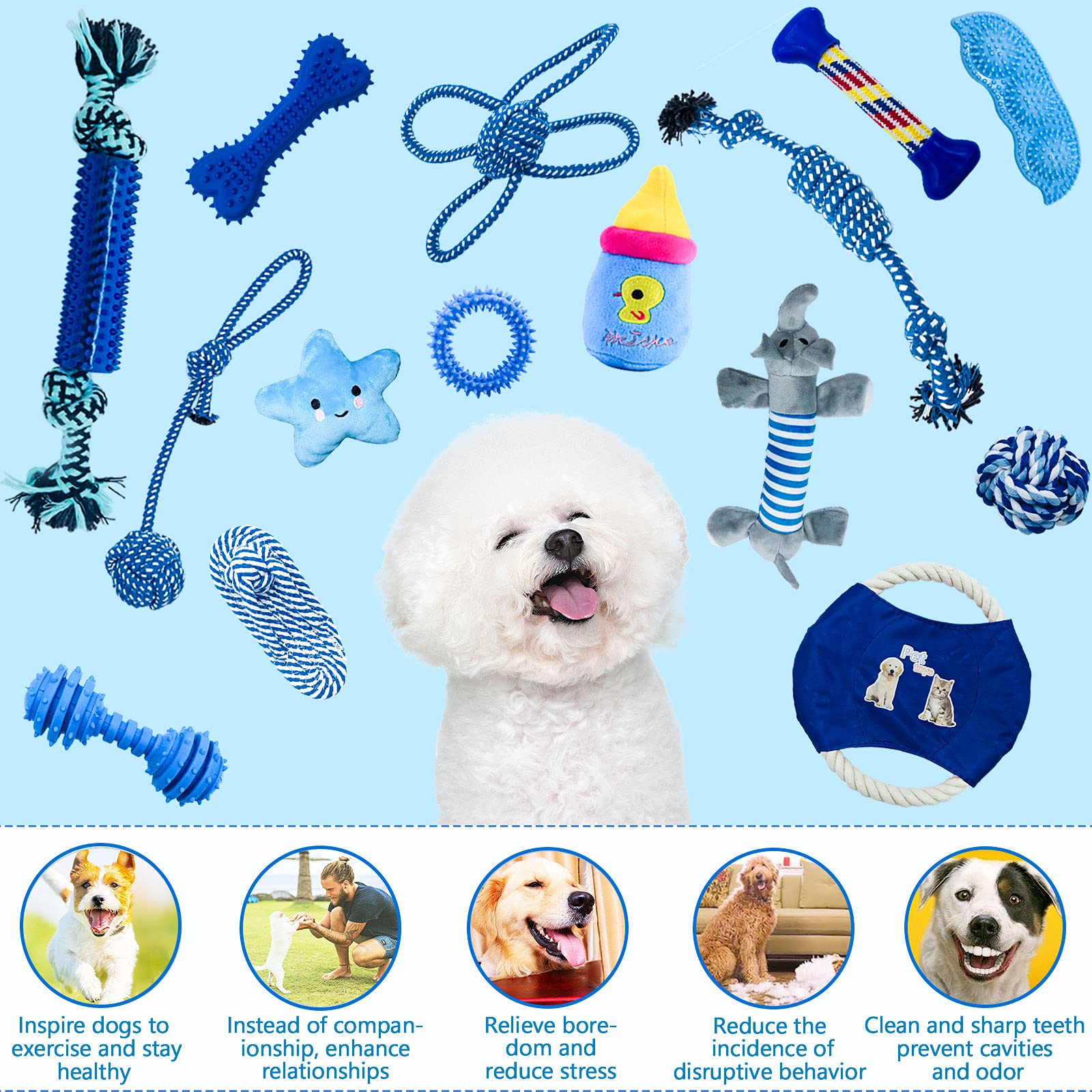 Weihnachts-Hundespielzeug Set – 9 Seile & 1 Strumpf Für Kleine & Mittlere Hunde