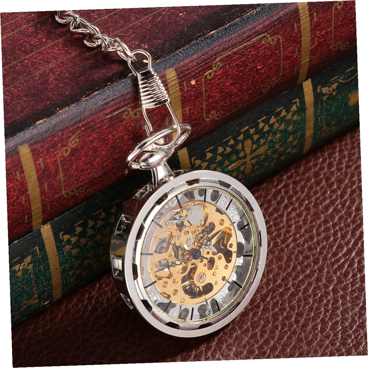 Mechanische Taschenuhr aus Legierung, Silber, Durchbrochen im Vintage Stil